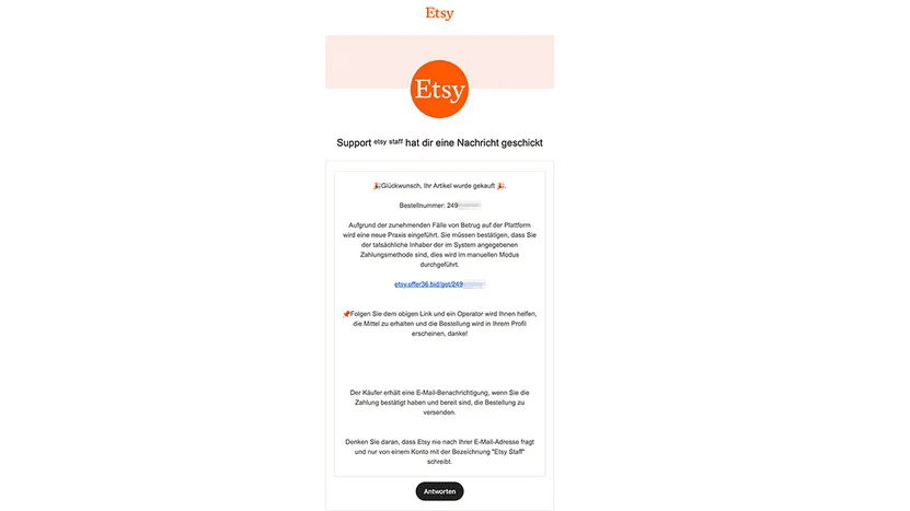 Etsy-Verkäufe: Vorsicht vor betrügerischen Anfragen