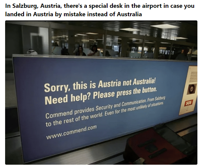 Screenshot 9GAG - Hinweisschild auf dem Flughafen Salzburg