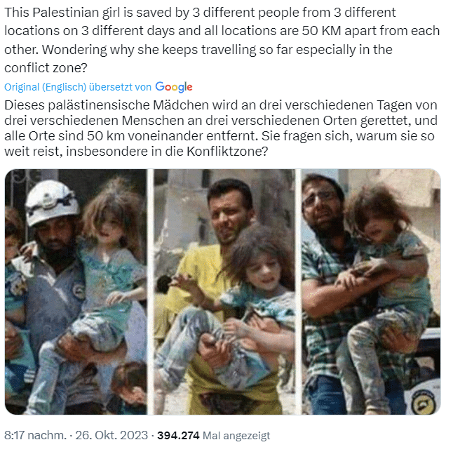 Bild eines Aleppo-Mädchens missbraucht als Symbol