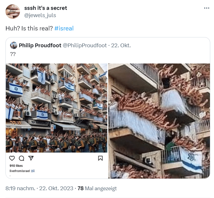 KI-generiertes Bild von Israelis mit Flaggen? (Faktencheck) – mimikama.org KI-generiertes Bild von Israelis mit Flaggen? (Faktencheck) – mimikama.org