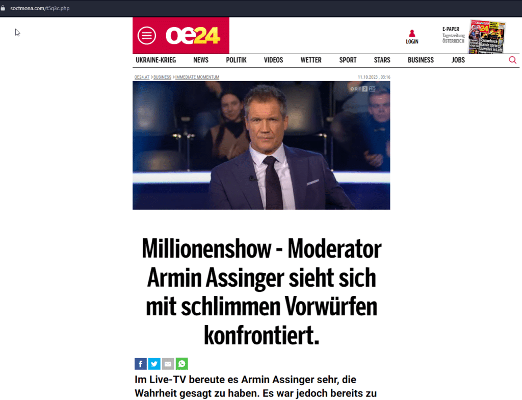Fake-Werbung mit Promis: die Wahrheit hinter 'Armin Assinger' und 'Armin Wolf' – mimikama.org