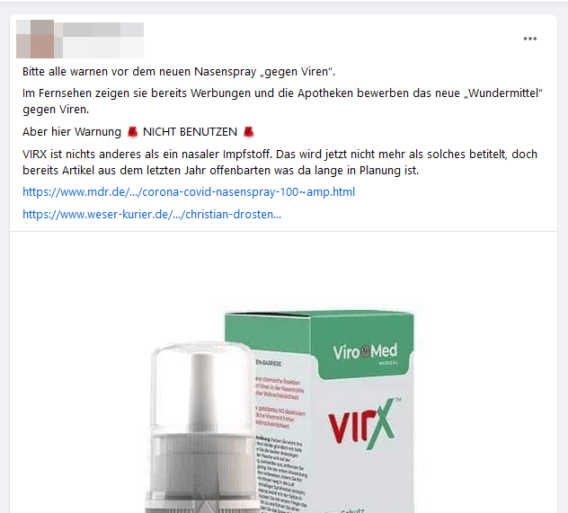 Faktencheck: Ist VirX tatsächlich ein verkappter nasaler Impfstoff?
