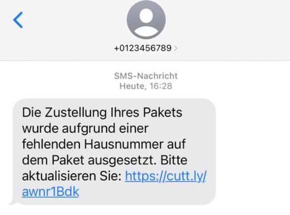 Die betrügerische Phishing-SMS. Screenshot: Mimikama