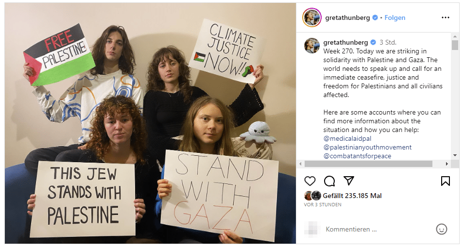 Greta Thunberg: Eine Stimme für das Klima, nun auch für Palästina?