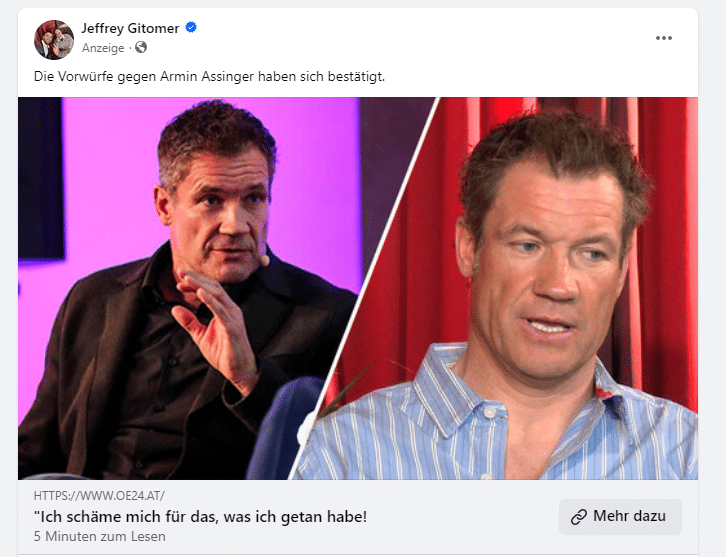 Fake-Werbung mit Promis: die Wahrheit hinter 'Armin Assinger' und 'Armin Wolf' – mimikama.org