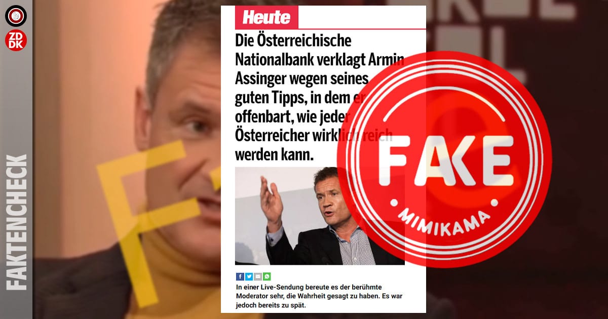 Deepfake-Betrug mit Armin Assinger: Warnung vor dubiosen Investitionsplattformen