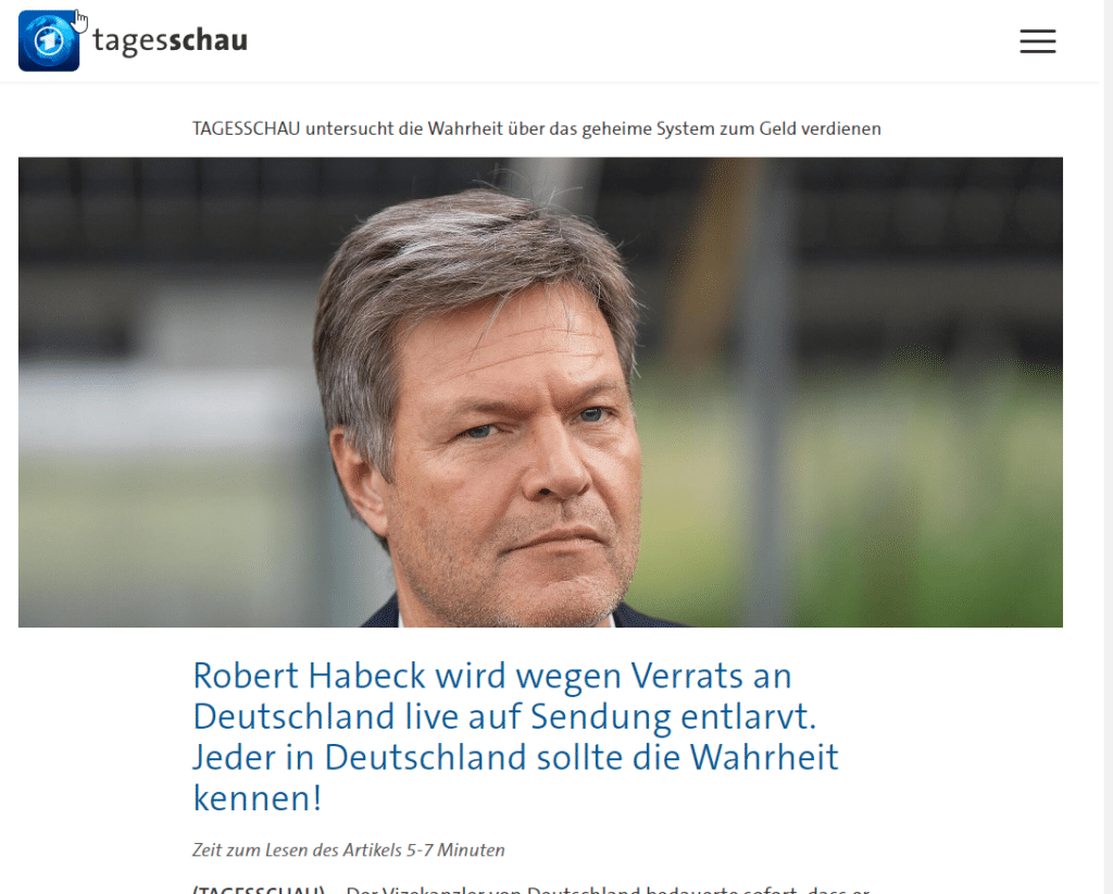 Robert Habeck: Fake Werbung auf Facebook