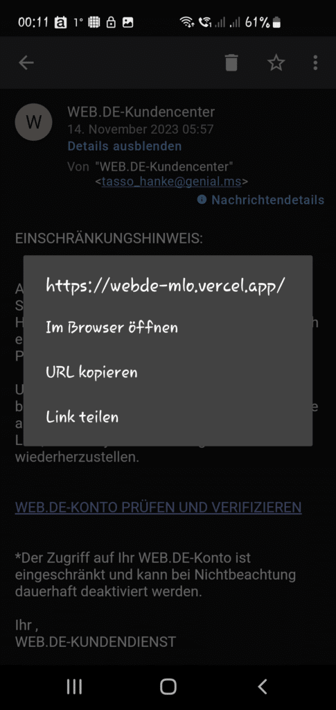 Gefahr im Posteingang: Betrügerische WEB.DE-Mail täuscht Nutzer – mimikama.org Gefahr im Posteingang: Betrügerische WEB.DE-Mail täuscht Nutzer – mimikama.org