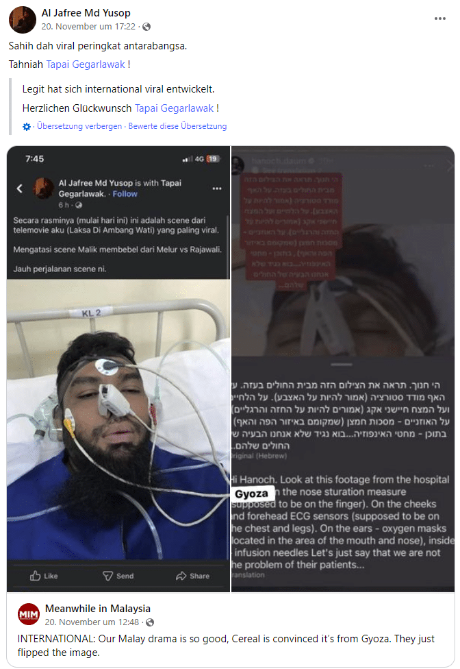 "Pallywood"-Vorwurf: Krankenhaus-Foto stammt nicht aus Gaza -Screenshot der Richtigstellung