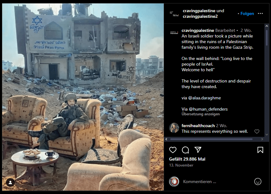 Faktencheck: Die Wahrheit hinter dem bearbeiteten Foto eines israelischen Soldaten – mimikama.org Screenshot: Instagram