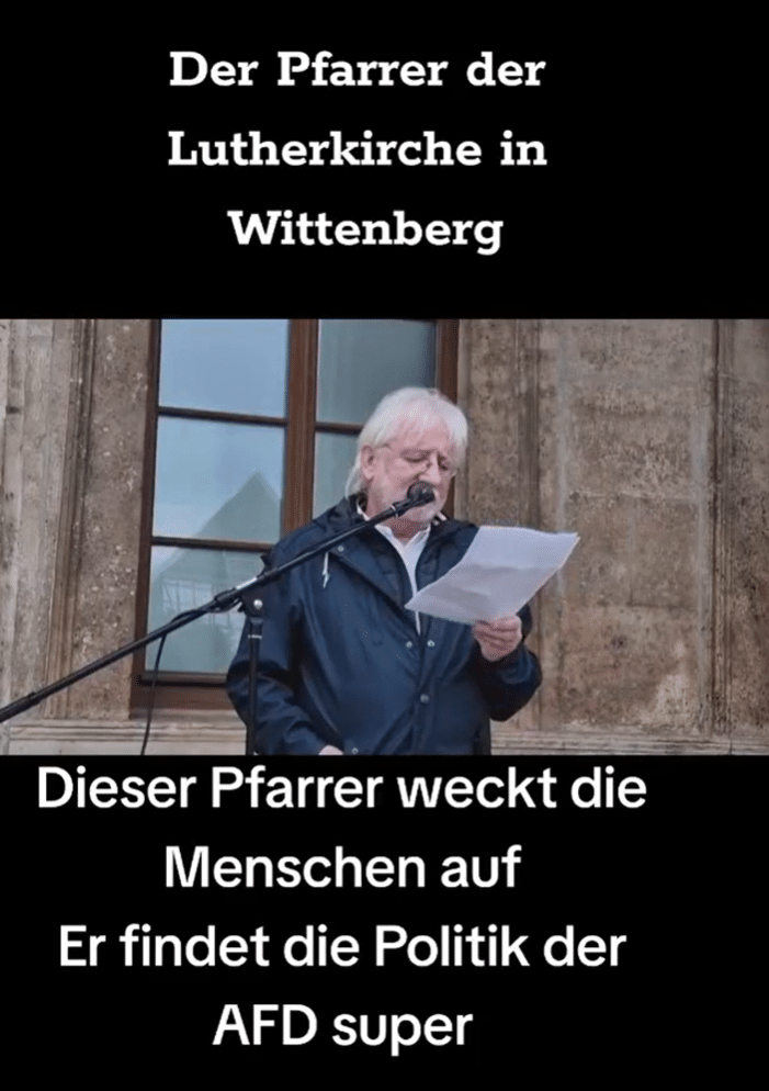 Falschidentifikation eines 'Wittenberger Pfarrers' in sozialen Medien / Screenshot TikTok