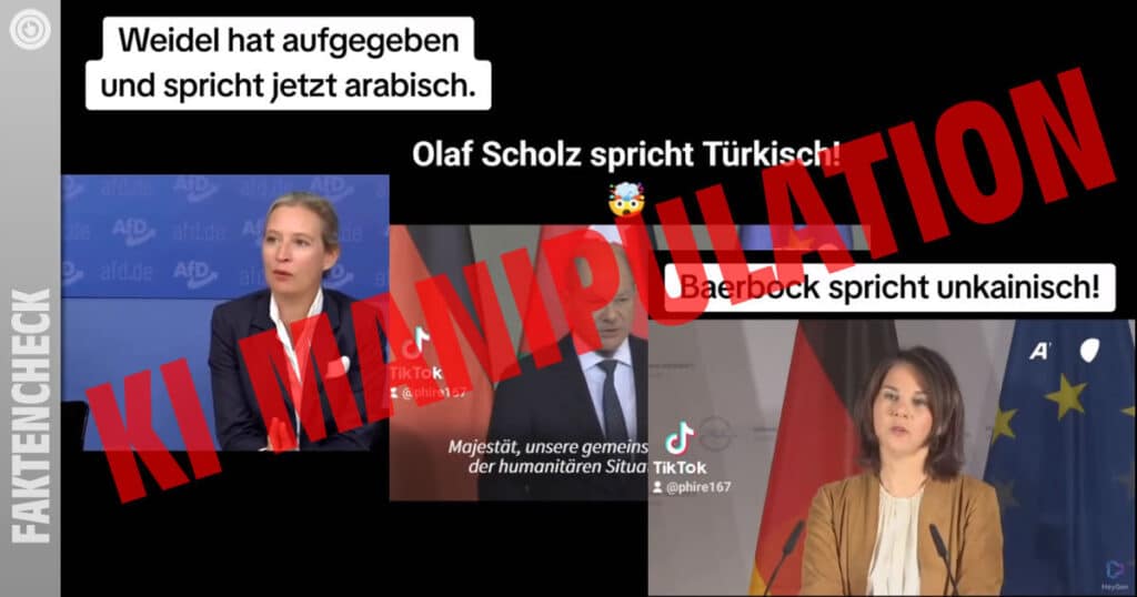 Faktencheck: KI lässt Weidel, Scholz, Baerbock & andere Politiker "fremde Sprachen" sprechen / Screenshot TikTok