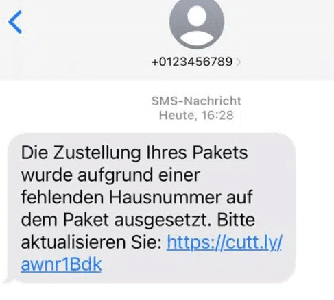 Screenshot einer Betrugs-SMS