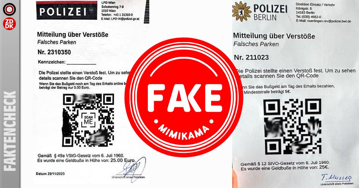 QR-Code-Falle bei Fake-Strafzetteln in Wien und Berlin