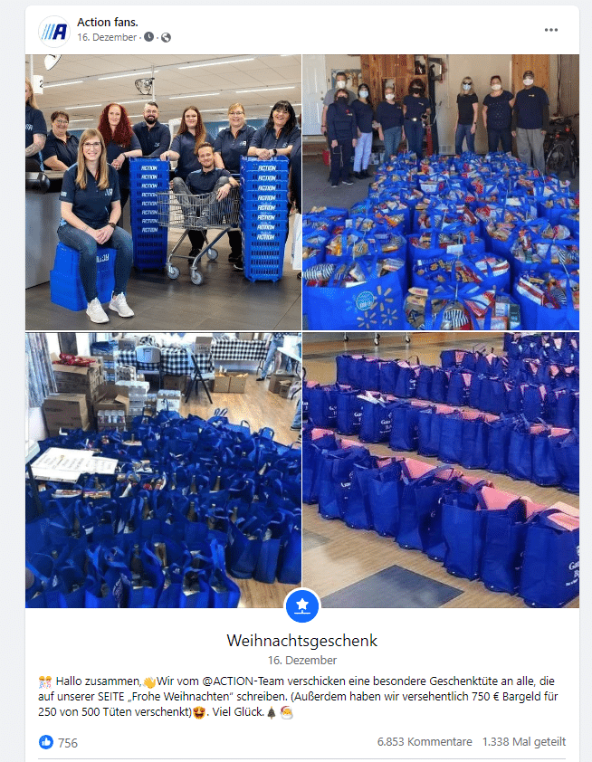 Vorsicht vor Fake-Gewinnspielen: Action-Kunden im Visier – mimikama.org Screenshot auf Facebook