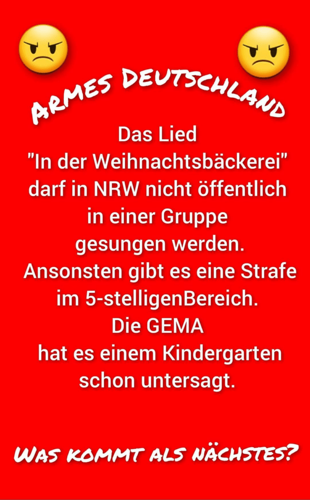 Screenshot des Sharepics "In der Weihnachtsbäckerei" fällt aus: GEMA-Gebühren in NRW-Kitas