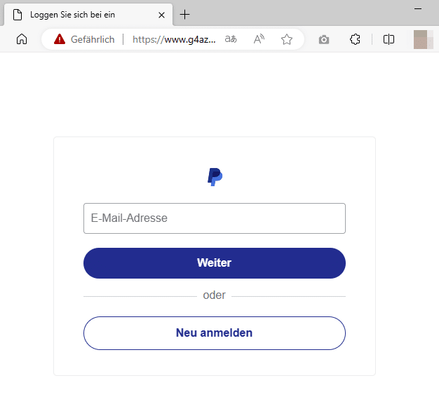Vorsicht Phishing: Wie gefälschte PayPal-Mails täuschen -Screenshot der gefälschten Log-In-Seite