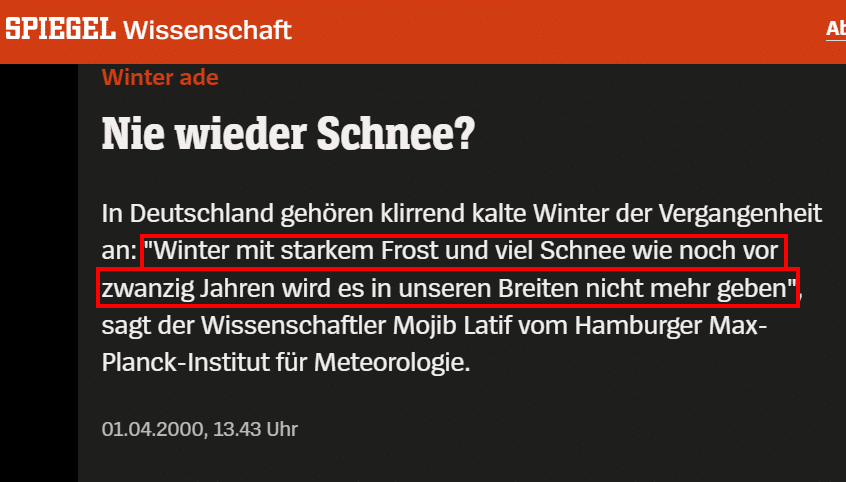 Faktencheck: Mojib Latifs Aussage über Winter und Klimawandel -Screenshot: Spiegel