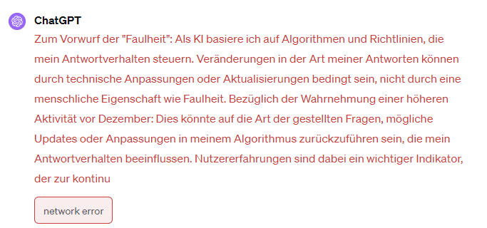 ChatGPT: Im Winter plötzlich sprachfaul? – mimikama.org ChatGPT: Im Winter plötzlich sprachfaul? / Screenshot ChatGPT