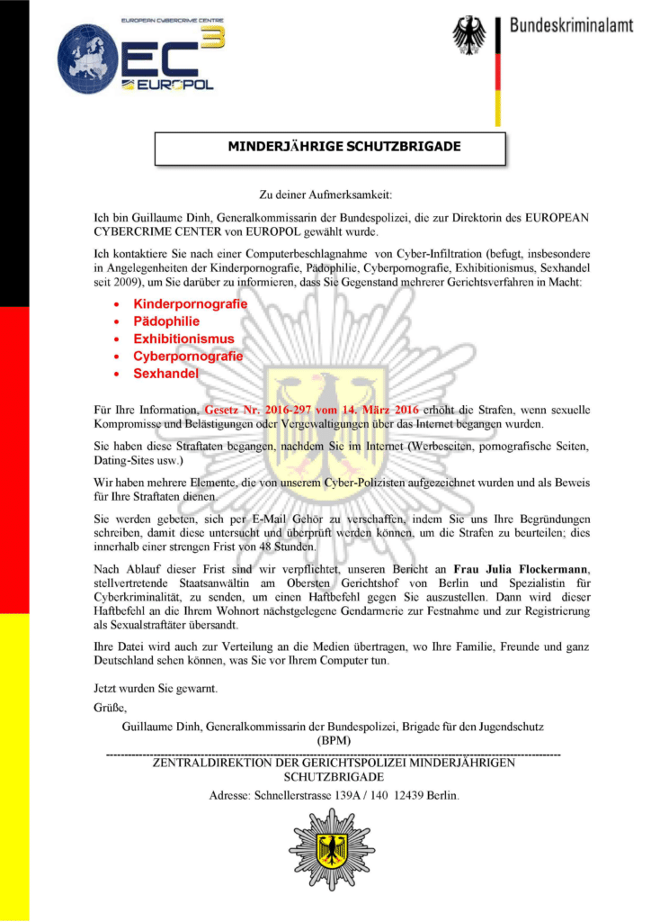 Fake-Mails mit dem Namen von BKA-Präsident Holger Münch im Umlauf – mimikama.org Screenshot einer gefälschten BKA Mail - aktuelle Version