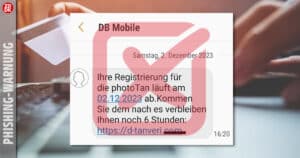 DB Mobile: Beware of fake SMS for photoTan registration