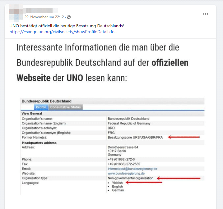 Faktencheck: Falscher UN-Eintrag zur Bundesrepublik Deutschland – mimikama.org Screenshot der Webseite ECOSOC