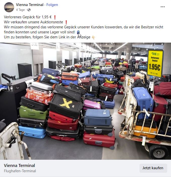 Screenshot Fake-Anzeige im Namen des Vienna Terminal
