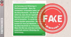 Fake: „Am Samstag wird WhatsApp in Rechnung gestellt“