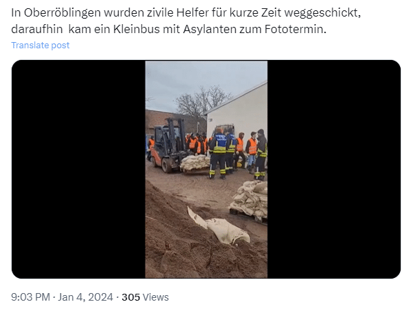 Hochwasserhilfe in Mansfeld-Südharz: Die Wahrheit über Asylbewerber-Einsatz – mimikama.org Screenshot X/Twitter (hier archiviert)