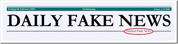 Screenshot der Satire-Seite