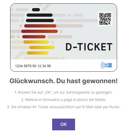 Geschenk-Monatskarte für Bahnreisen? Falle statt Fahrt! – mimikama.org Screenshot der betrügerischen Webseite