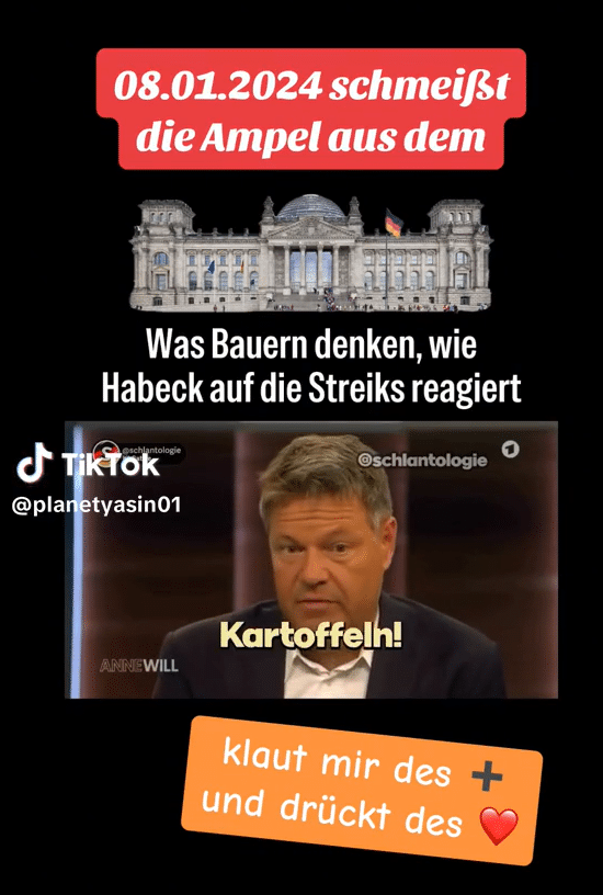 KI-Manipulation missverstanden: Die Wahrheit hinter der vermeintlichen Habeck-Aussage zu Kartoffeln – mimikama.org Screenshot des Videos zu Habecks vermeintlichen Aussagen