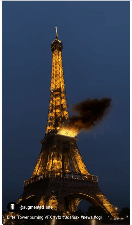 Eiffelturm in Flammen? Ein digitales Missverständnis – mimikama.org Screenshot des Original-Videos auf YouTube aus dem Jahr 2023