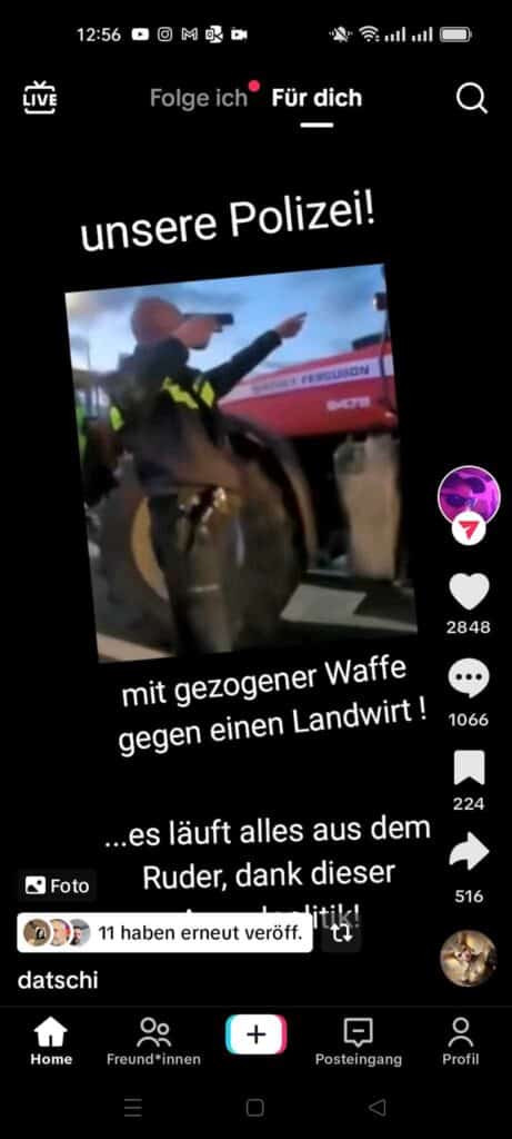 Foto nicht aus Deutschland: Fehlinformation bei Bauernprotest – mimikama.org Screenshot soziale Medien