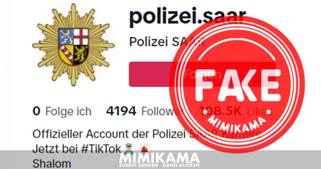 Polizei Saarland: Warnung vor gefälschtem TikTok-Account