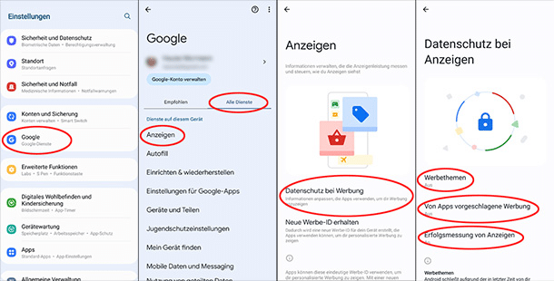 App- und Ad-Tracking für Android und iOS deaktivieren – mimikama.org Einstellungen für Android-Smartphones / Screenshot Checked4You