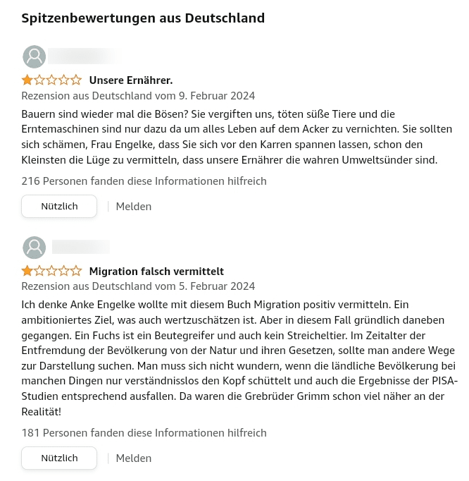 Shitstorm um Anke Engelkes Kinderbuch – mimikama.org Screenshot Amazon-Bewertung