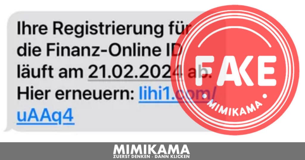 Vorsicht, Falle: Fake-SMS zu FinanzOnline ID / Bild: Watchlist Internet