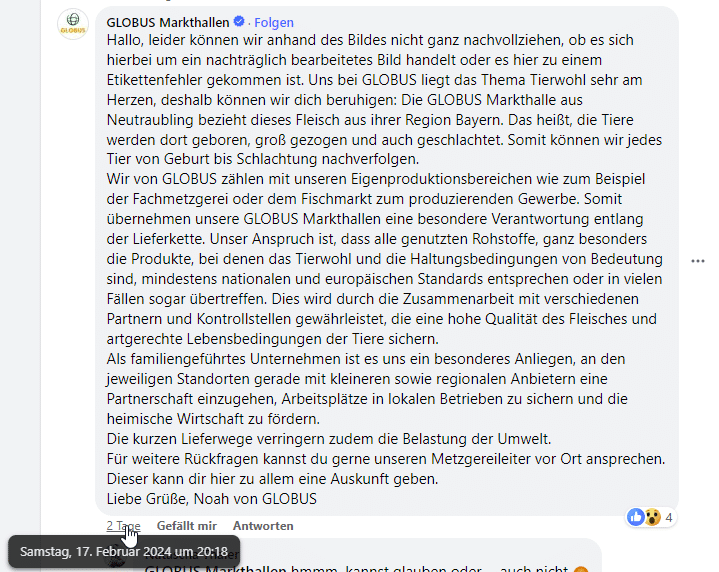 Von Bayern nach Bahrain und zurück: Etikettenfehler sorgt für Wirbel – mimikama.org Screenshot Facebook