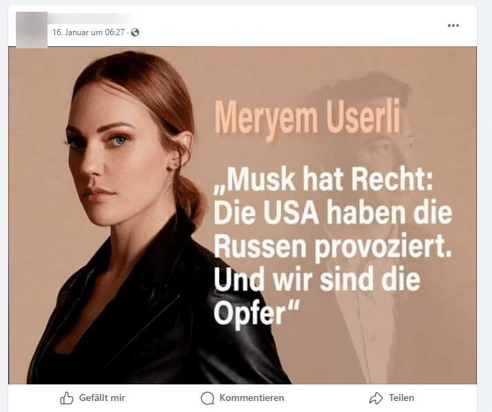 Fake-Zitat von Meryem Uzerli – mimikama.org Screenshot Facebook