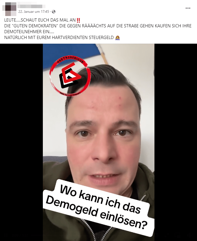 Angebliche Demo-Inszenierungen: Satire-Video entlarvt Falschinfos – mimikama.org Screenshot Facebook