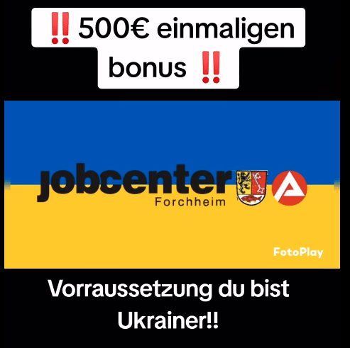 Nein, Ukrainer bekommen keinen einmaligen Bonus von 500 Euro – mimikama.org Screenshot TiKTok mit falschen Account und der falschen Behauptung
