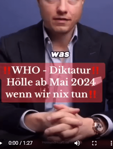 Pandemievertrag: Kein Weg zur WHO-Diktatur – mimikama.org Screenshot des Videos auf sozialen Medien