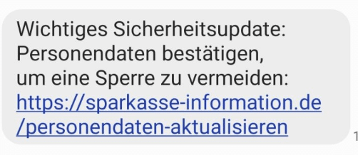 Screenshot of a fraudulent SMS