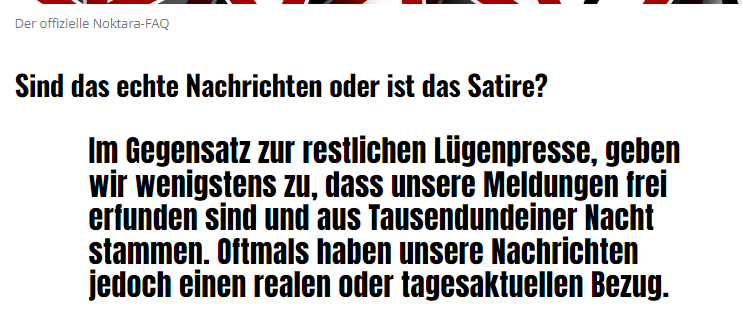 Zeitumstellung und Ramadan: Satire oder Wahrheit? – mimikama.org Screenshot noktara.de / FAQ