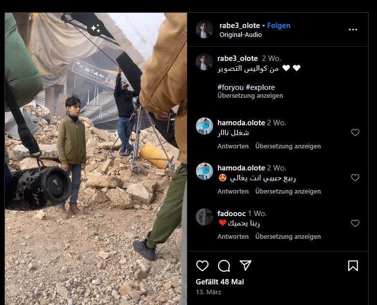 Opfer-Inszenierung im Israel-Hamas-Konflikt? – mimikama.org Screenshot Instagram
