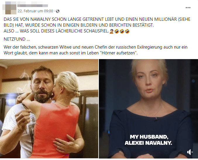 Julija Nawalnaja: Gezielte Desinformation im Fall der 'Schwarzen Witwe' – mimikama.org Screenshot Facebook