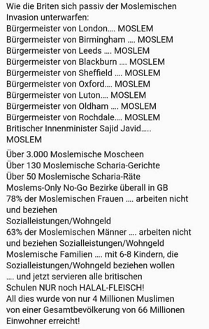 Großbritanniens 'muslimische Invasion': Fakten gegen Fiktion – mimikama.org Screenshot Facebook-Beitrag aus 2019