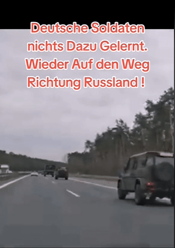 Militärkonvoi auf Irrfahrt nach Russland? – mimikama.org Screenshot TikTok-Video