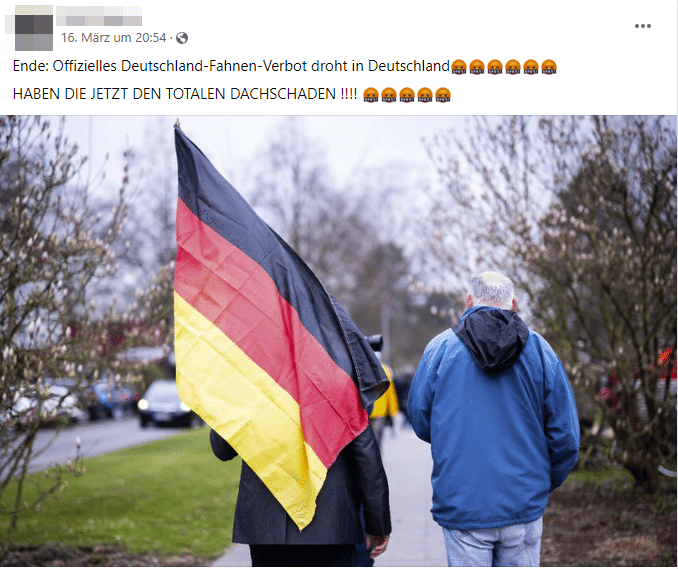 Kein Deutschland-Flaggen-Verbot bei Fußball-EM – mimikama.org Screenshot Facebook